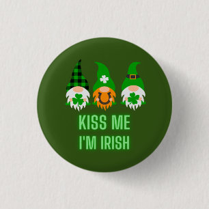 Macaron Rond 2,50 Cm Kiss Me Je suis Irlandais St. Patrick's Day Gnome 