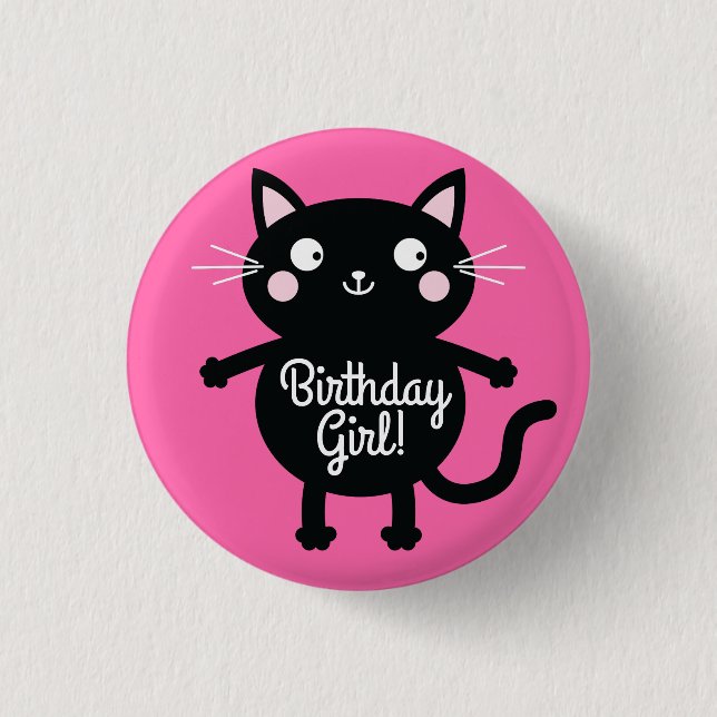 Macaron Rond 2,50 Cm Kitty Chat Anniversaire Fête Enfants (Devant)