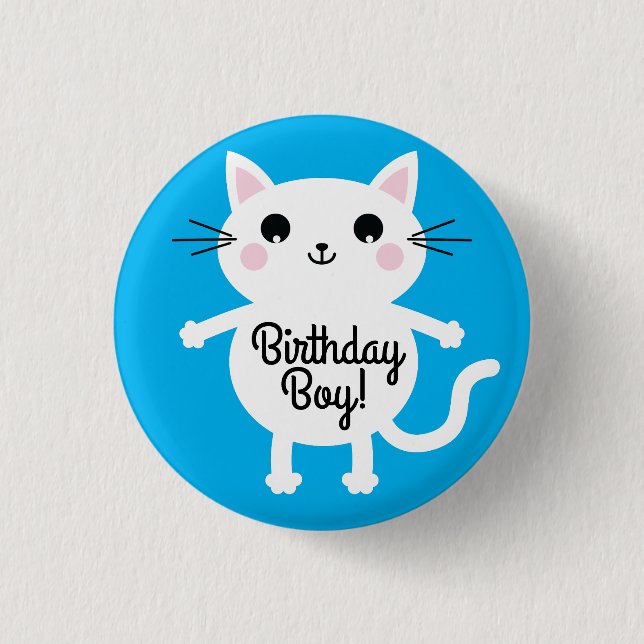Macaron Rond 2,50 Cm Kitty Chat Anniversaire Fête Enfants (Devant)