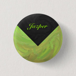 Macaron Rond 2,50 Cm Kiwi Bash Vert et noir Monogramme