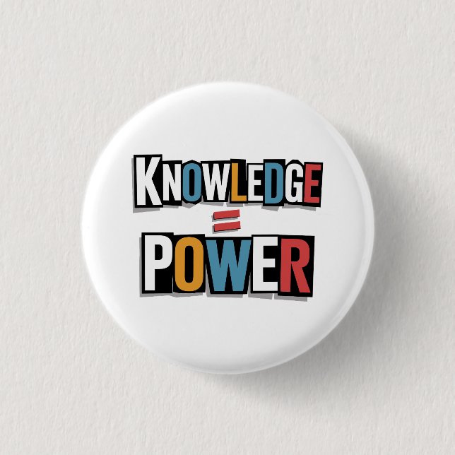 Macaron Rond 2,50 Cm Knowledge = Power – Ransom Letter Collage (Devant)