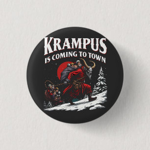Macaron Rond 2,50 Cm Krampus arrive à Town Krampus Noël