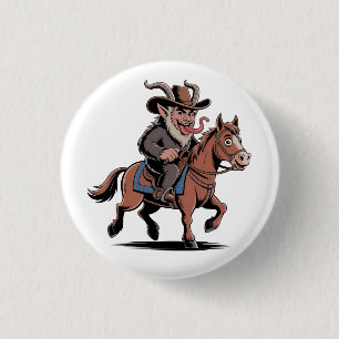 Macaron Rond 2,50 Cm Krampus Cowboy de Noël Équitation Western Noël MAL