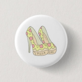 Macaron Rond 2,50 Cm La fille de pizza gîte la norme de //, bouton rond