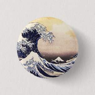 Macaron Rond 2,50 Cm La grande vague au large de Kanagawa Art japonais 