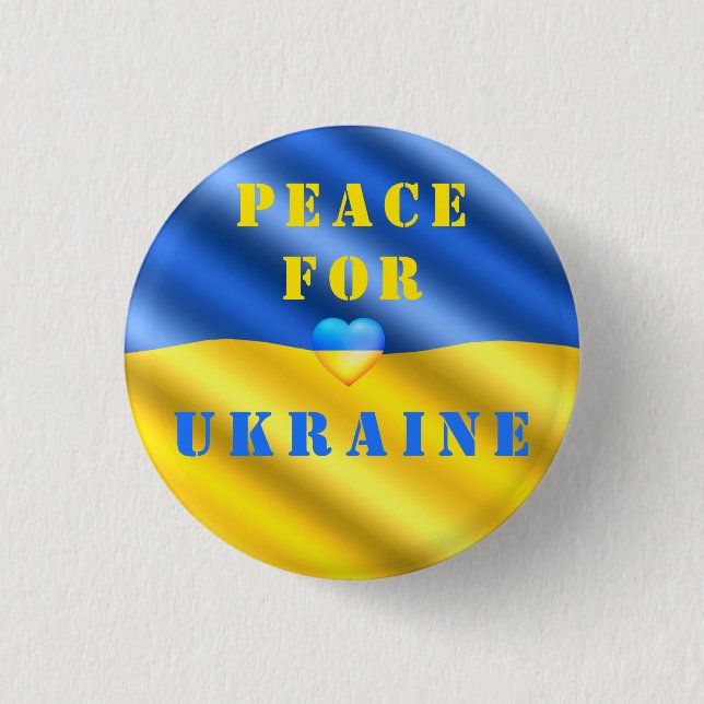 Macaron Rond 2,50 Cm La Paix Pour L'Ukraine - Bouton Drapeau - Liberté (Devant)