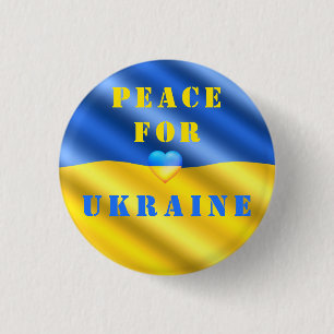 Macaron Rond 2,50 Cm La Paix Pour L'Ukraine - Bouton Drapeau - Liberté