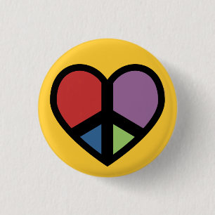 Macaron Rond 2,50 Cm La paix signent dedans un bouton de coeur