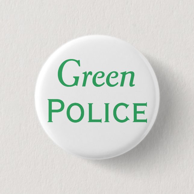Macaron Rond 2,50 Cm La police verte se boutonne (Devant)