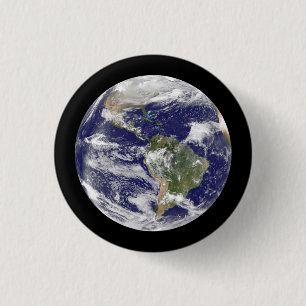 Macaron Rond 2,50 Cm La terre du globe rond photographique de l'espace