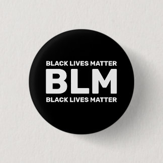 Macaron Rond 2,50 Cm La typographie blanche de BLM Black Lives Matt sur