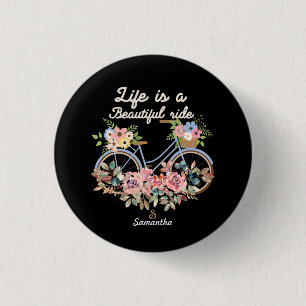 Macaron Rond 2,50 Cm La vie est une belle balade citations Printemps Fl