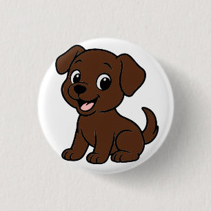 Macaron Rond 2,50 Cm Labrador chocolat dessin animé