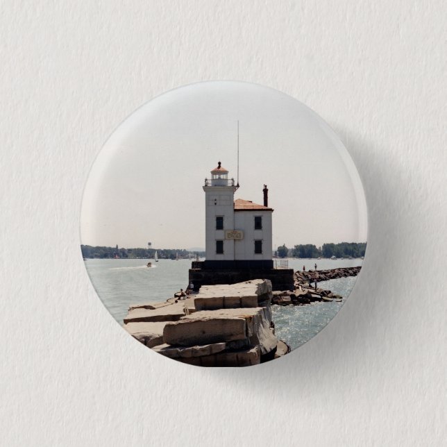 Macaron Rond 2,50 Cm Lac Erie Lighthouse (Devant)