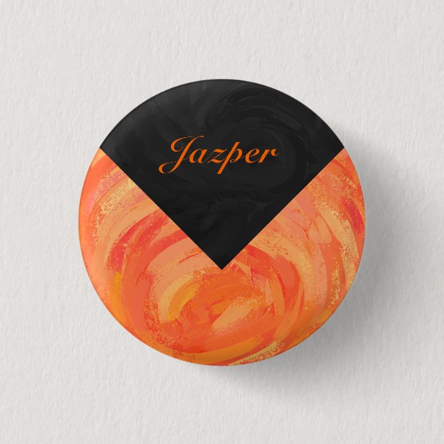 Macaron Rond 2,50 Cm Lac Fire Orange et Monogramme noir (Devant)