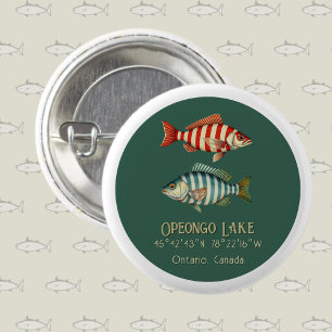 Macaron Rond 2,50 Cm Lac Opeongo Ontario Canada poisson pêche