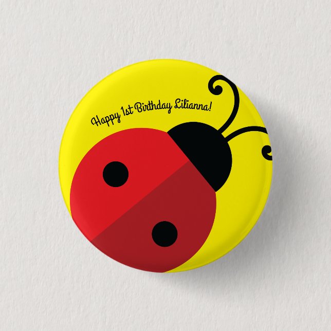 Macaron Rond 2,50 Cm Lady Bug Cute 1ère fête d'anniversaire (Devant)
