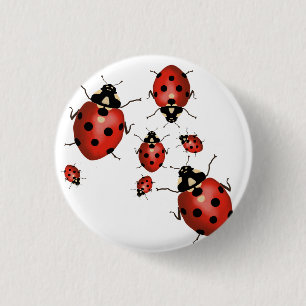 Macaron Rond 2,50 Cm Ladybug mignon à main rouge et noir