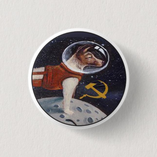Macaron Rond 2,50 Cm Laika - le premier chien dans l'espace (Devant)
