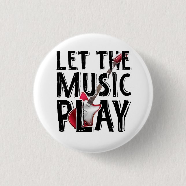 Macaron Rond 2,50 Cm Laissez La Musique Jouer La Guitare Électrique (Devant)