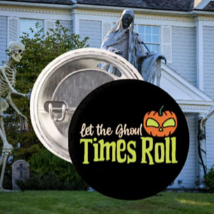 Macaron Rond 2,50 Cm Laissons le Ghoul Times rouler - Drôle Citrouille 