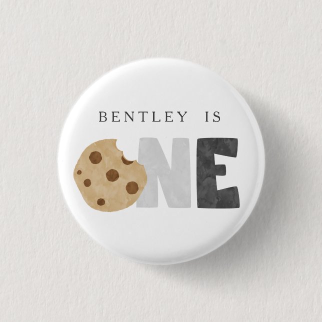 Macaron Rond 2,50 Cm Lait et biscuits Premier anniversaire (Devant)