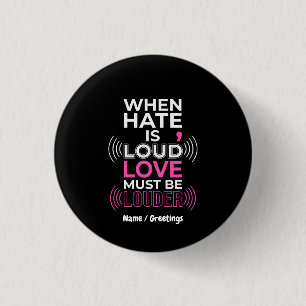 Macaron Rond 2,50 Cm L'amour doit être plus fort - Typographie Inspiran