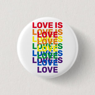 Macaron Rond 2,50 Cm L'amour est amour arc-en-ciel motif de typographie