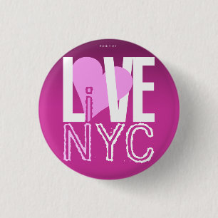 Macaron Rond 2,50 Cm L'amour NYC vivent dans le rose de bouton de NYC