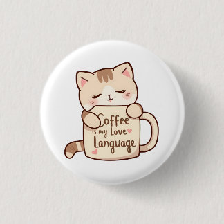 Macaron Rond 2,50 Cm Langage d'amour Café Chat Mignon