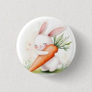 Macaron Rond 2,50 Cm Lapin de printemps à l'aquarelle mignon Carotte