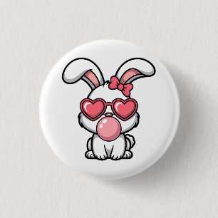 Macaron Rond 2,50 Cm Lapin Kawaii joueur avec bulle de Bubble Gum