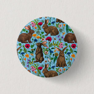 Macaron Rond 2,50 Cm Lapins et fleur sauvage