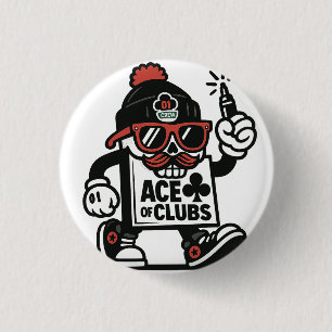 Macaron Rond 2,50 Cm L'As des Clubs Street Mascot — Poker Grind Crew