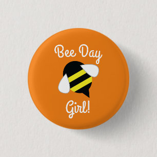 Macaron Rond 2,50 Cm Le 1er Bouton d'anniversaire de l'enfant Bee Day