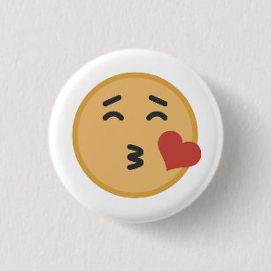 Macaron Rond 2,50 Cm Le baiser mignon Emoji font face à la bande