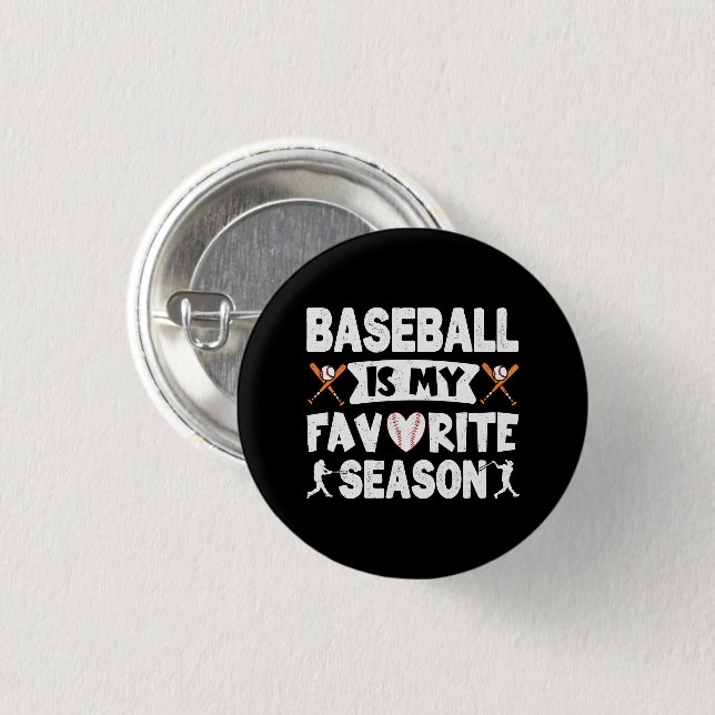 Macaron Rond 2,50 Cm Le Baseball Est Ma Saison Préférée, Le Baseball Dr (Devant & derrière)