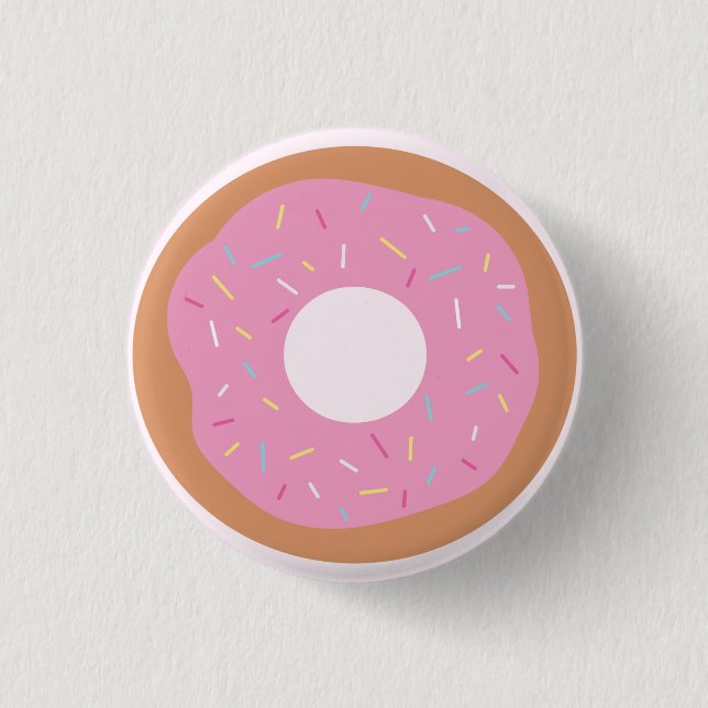 Macaron Rond 2,50 Cm Le beignet rose mignon avec arrose le bouton (Devant)
