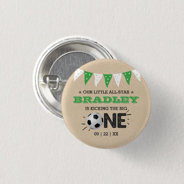 Macaron Rond 2,50 Cm Le Big One | Football 1er anniversaire (Devant & derrière)