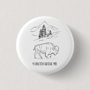 Macaron Rond 2,50 Cm Le bison minimaliste dans la chemise paysage de mo