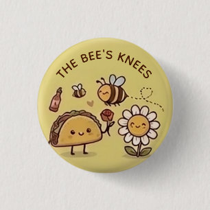 Macaron Rond 2,50 Cm Le bouton The Bee's Knees Kawaii Taco et Bee Pun P