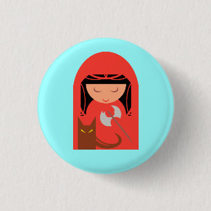 Macaron Rond 2,50 Cm Le chapeau rouge et le grand méchant loup