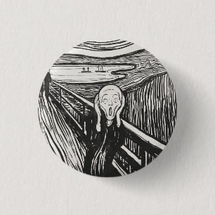 Macaron Rond 2,50 Cm Le cri d'Edvard Munch noir et blanc