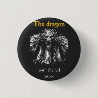 Macaron Rond 2,50 Cm Le Dragon avec la fille tatouage - Drôle sombre