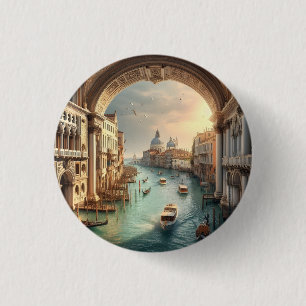 Macaron Rond 2,50 Cm Le Grand Canal à Venise Italie Voyage