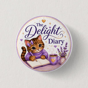 Macaron Rond 2,50 Cm Le Journal du Plaisir Chat Mignon Violet Or