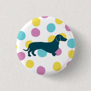 Macaron Rond 2,50 Cm Le mignon Dachshund, le marbre bleu rose violet