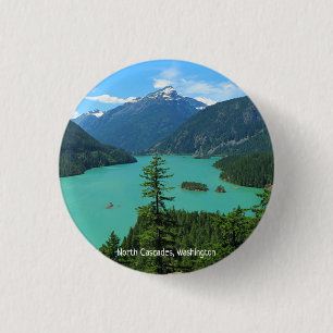 Macaron Rond 2,50 Cm Le paysage des montagnes du lac dans l'État de Nor