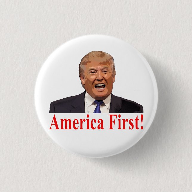 Macaron Rond 2,50 Cm Le président Trump : l'Amérique d'abord ! (Devant)