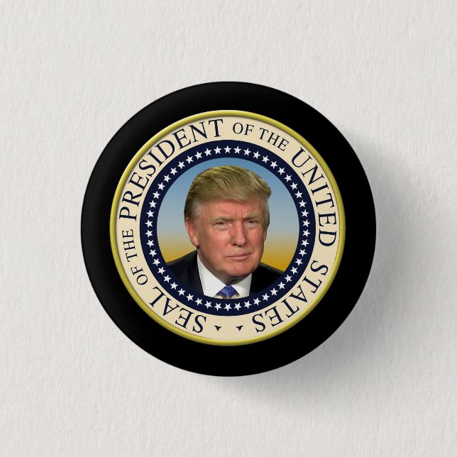 Macaron Rond 2,50 Cm Le Président Trump Photo Presidential Seal (Devant)